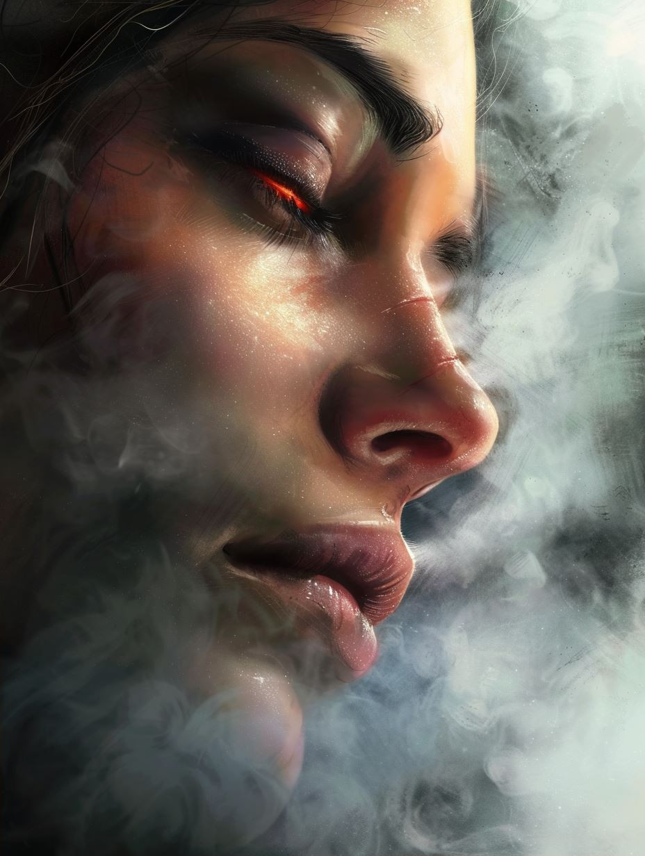 Ethereal Gaze in Shadowed Mist