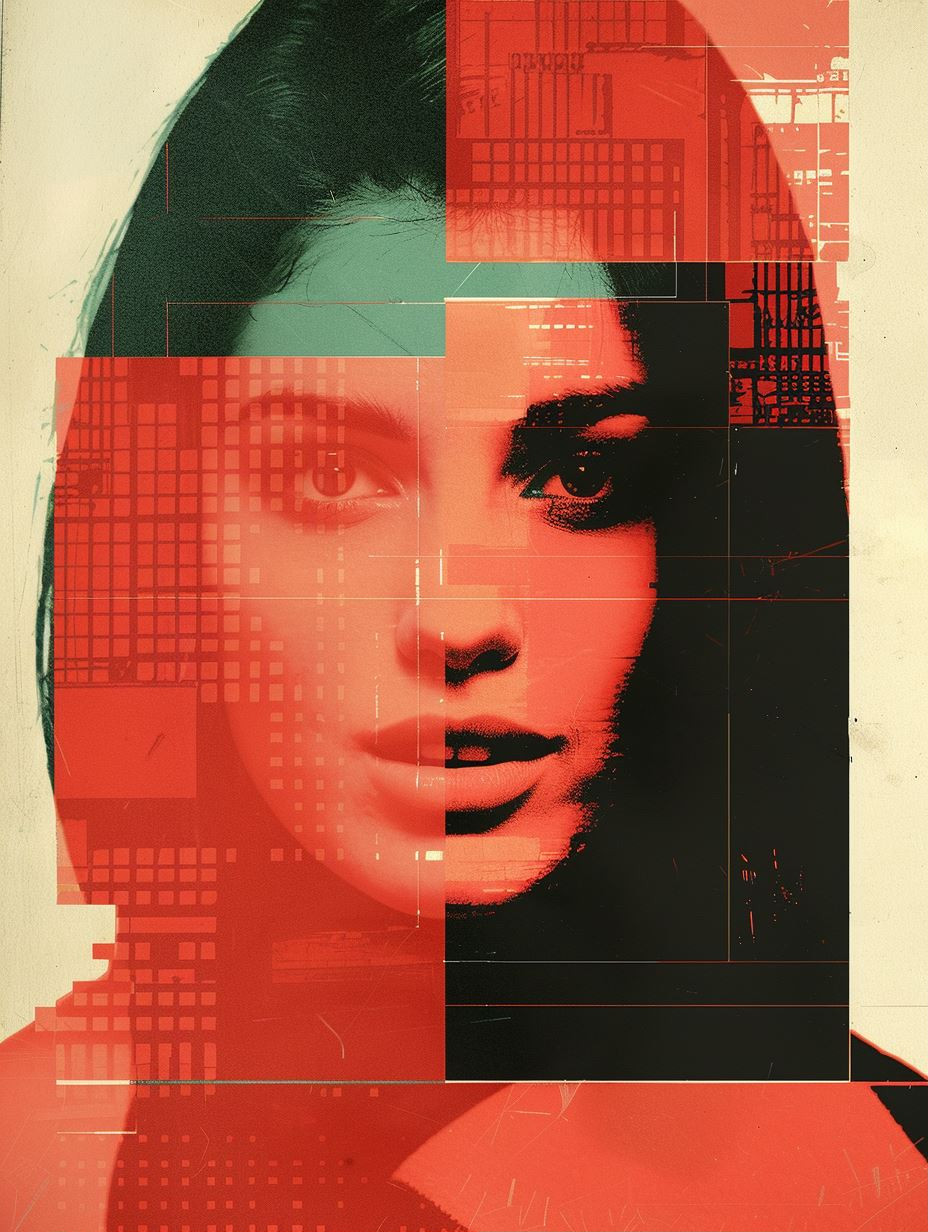 Fragmented Crimson Digital Portrait