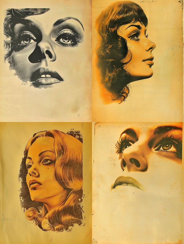 Vintage Noir Pop Art Portrait