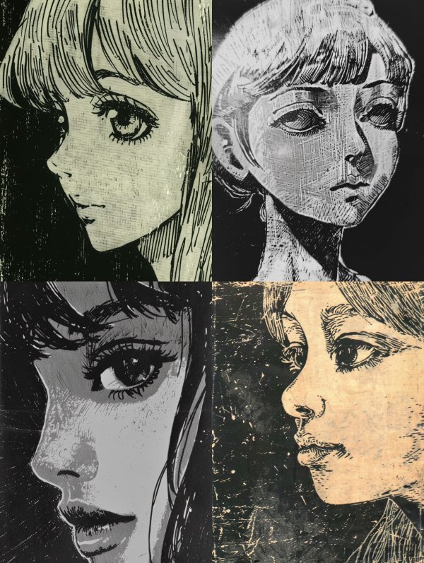 Vintage Noir Manga Portrait