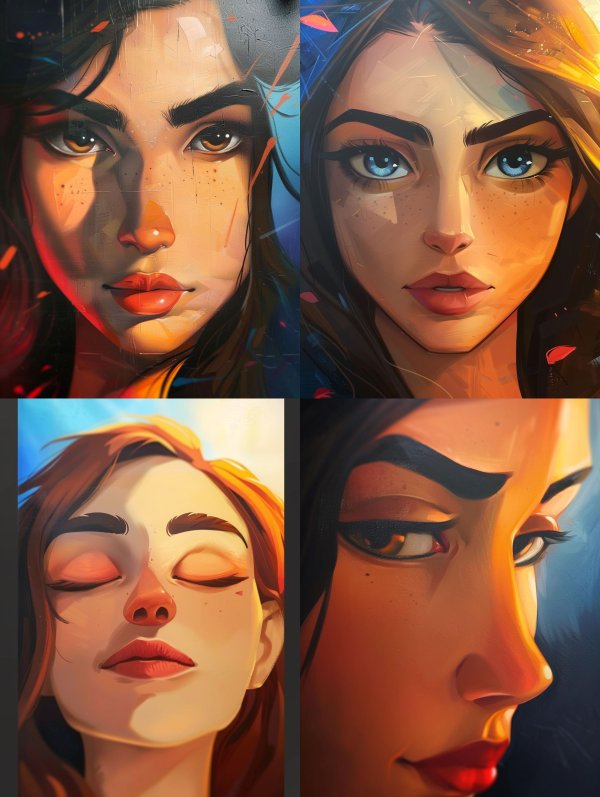 Fragmented Neon Portrait Study