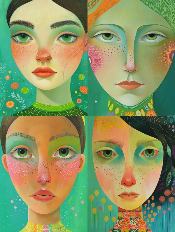 Ethereal Green Flora Portrait
