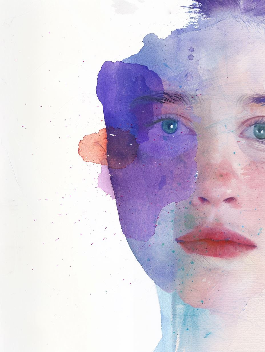 Ethereal Watercolor Portrait Fragment - Image 1