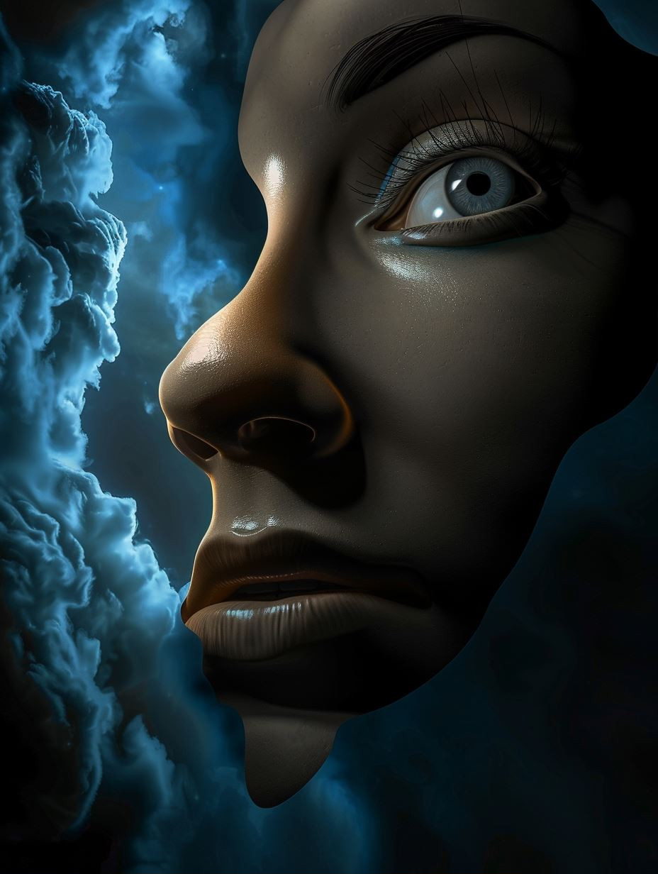 Ethereal Gaze in Cosmic Mist