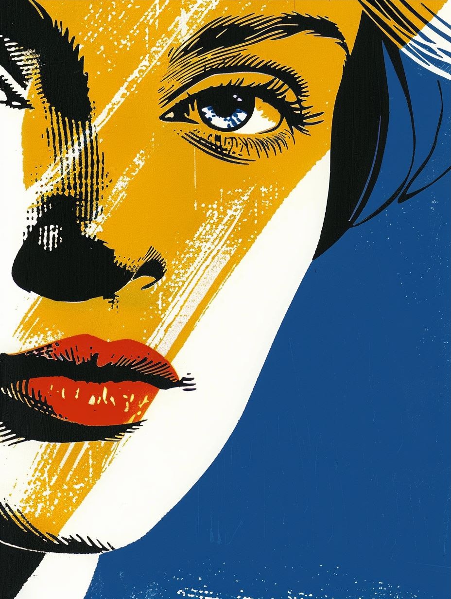 Abstract Cobalt and Ochre Portrait