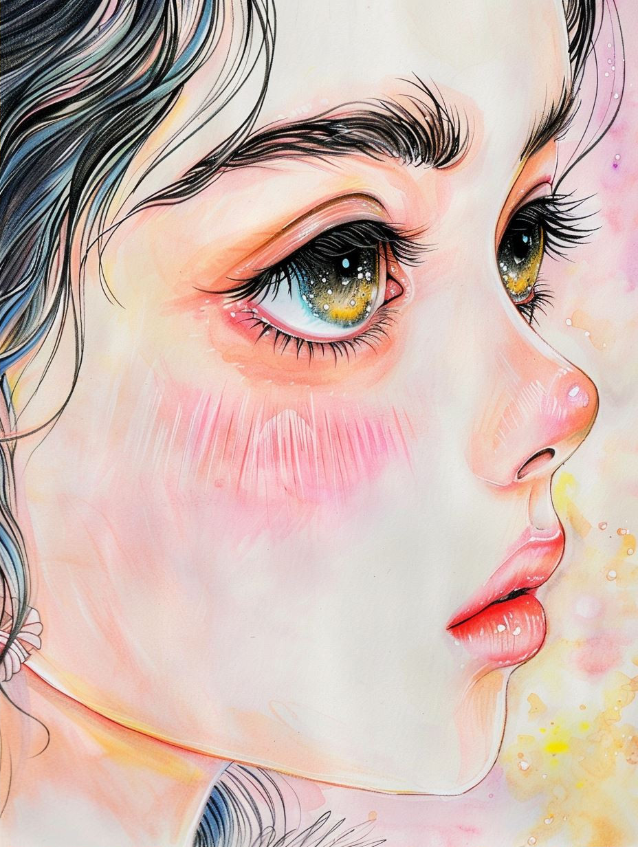 Ethereal Gaze in Watercolor