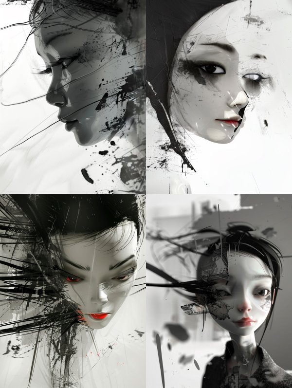 Monochrome Ink Ethereal Portrait