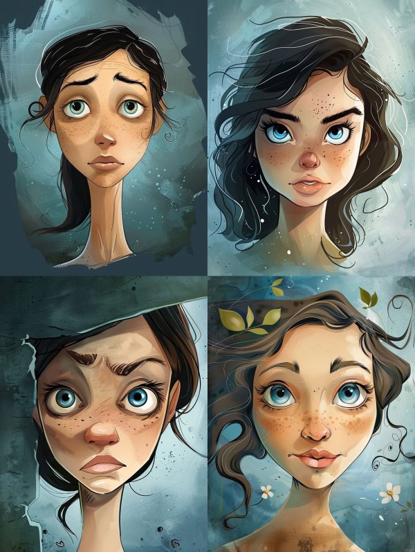 Melancholy Gaze Digital Portrait