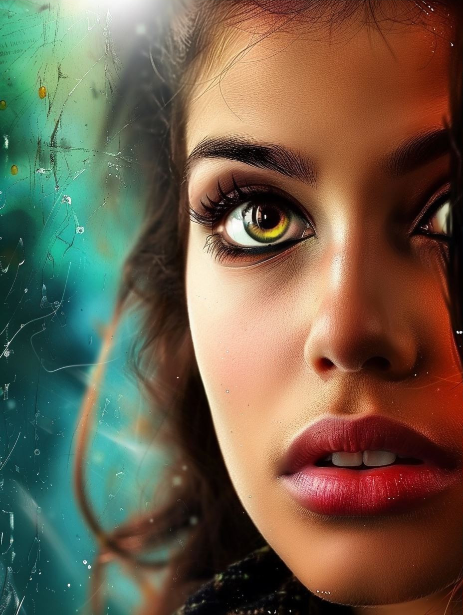 Hyper-Realistic Crimson Lip Portrait