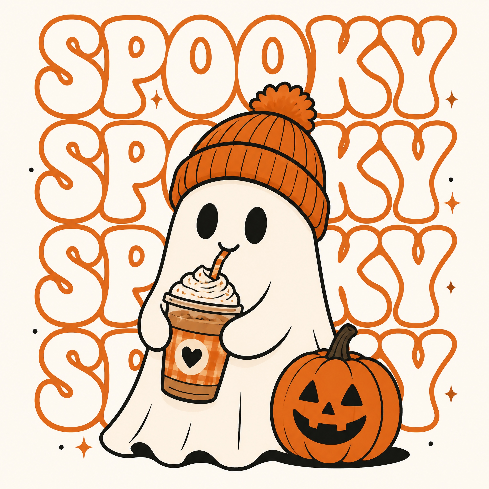 "A cute cartoon-style Halloween ghost illustration for t-...