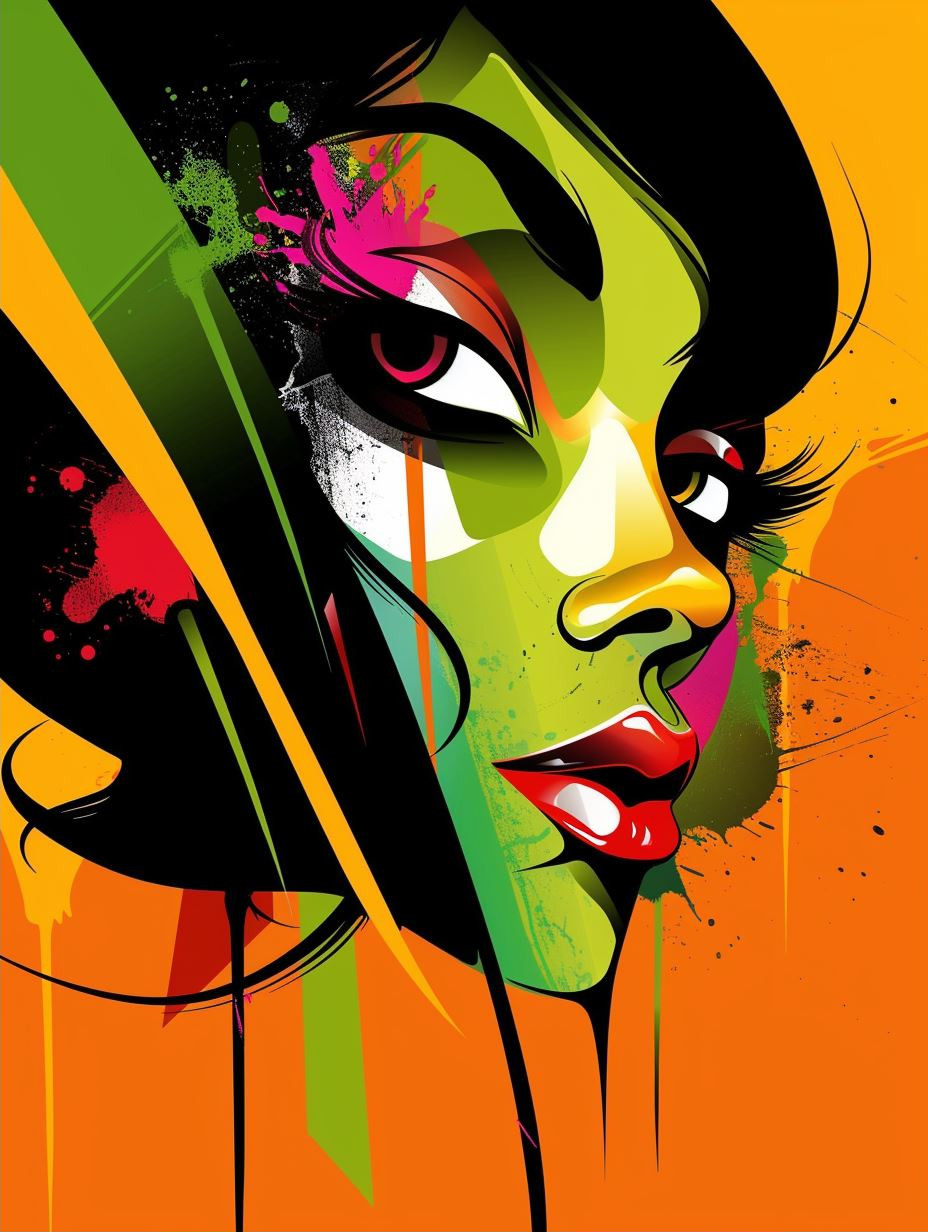 Vibrant Geometric Pop Art Portrait