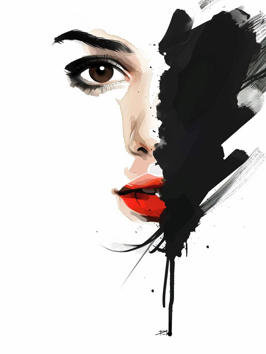 Crimson Drip Digital Portrait