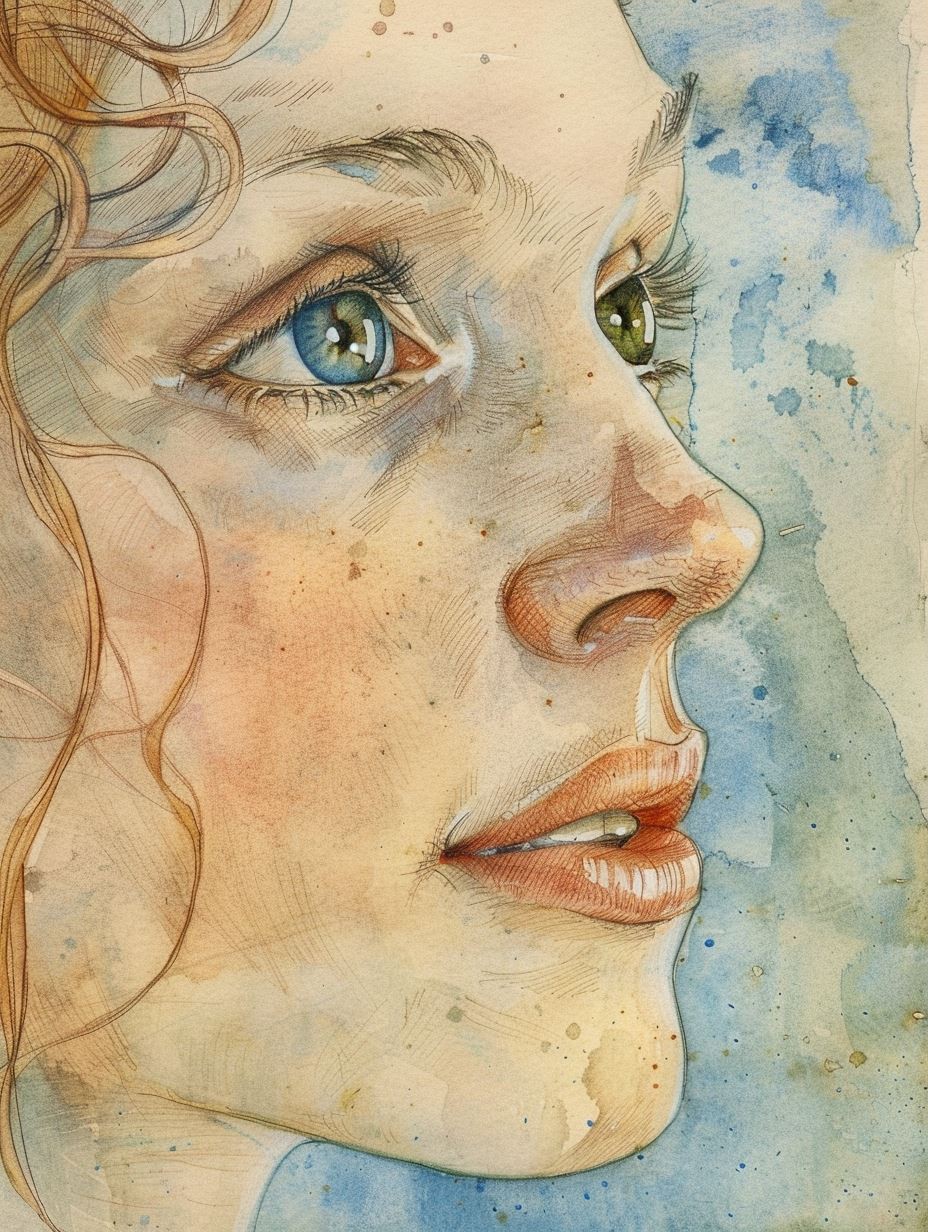 Sun Kissed Watercolor Gaze - Image 3