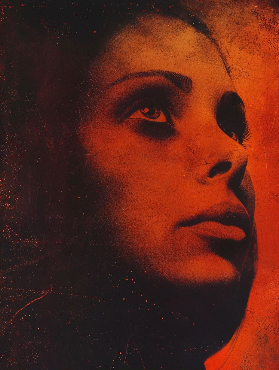 Crimson Texture Portrait Study