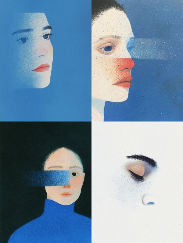 Ethereal Blue Grain Portrait