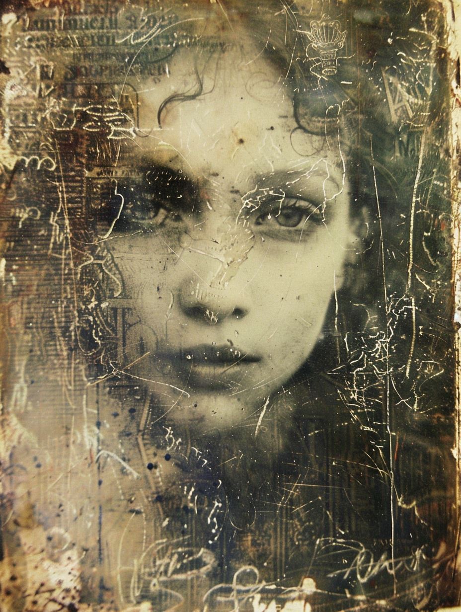 Vintage Distressed Ethereal Portrait - Image 1