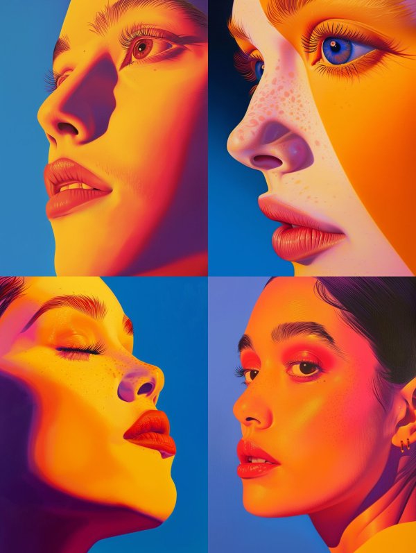 Vibrant Neon Portrait Collage