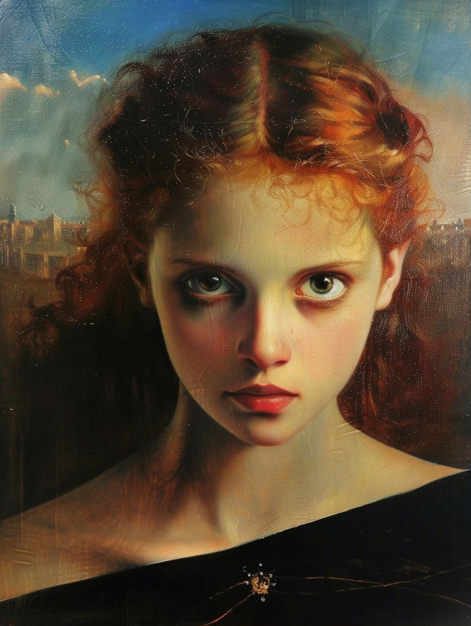 Ethereal Gaze of Crimson Curls