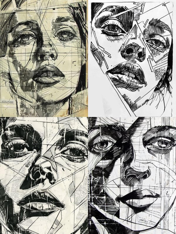 Fragmented Ink Portrait Study
