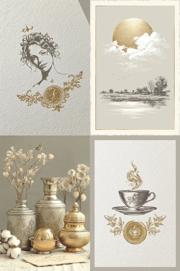 Vintage Gilded Etching