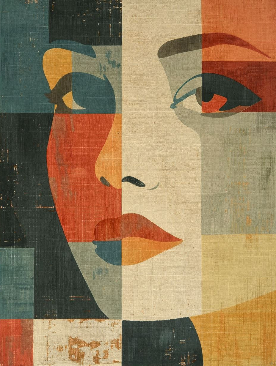 Geometric Mid-Century Modern Portrait