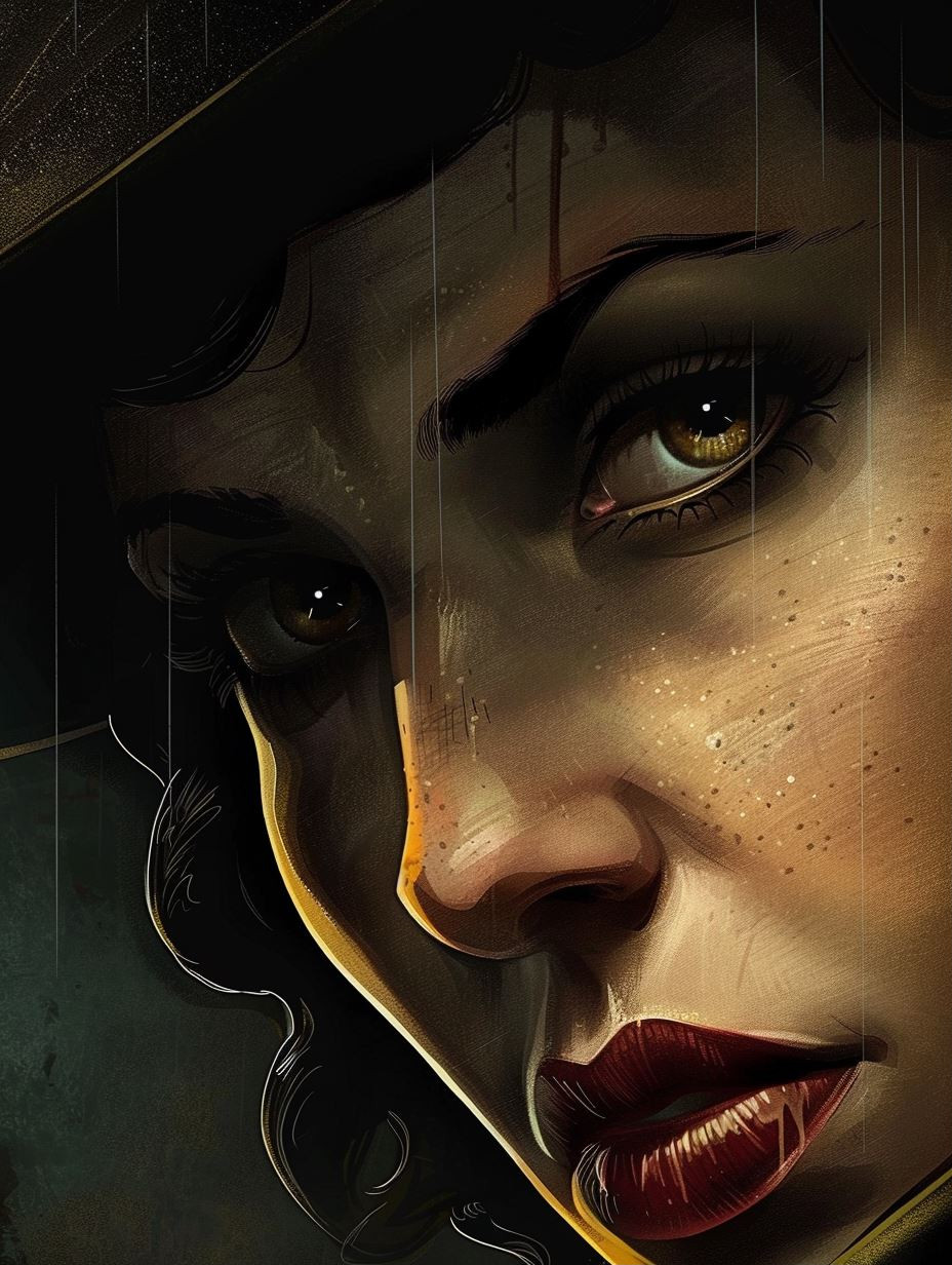 Noir Rain Gaze Portrait