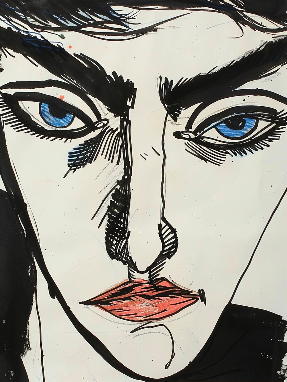 Bold Ink Expressionist Portrait