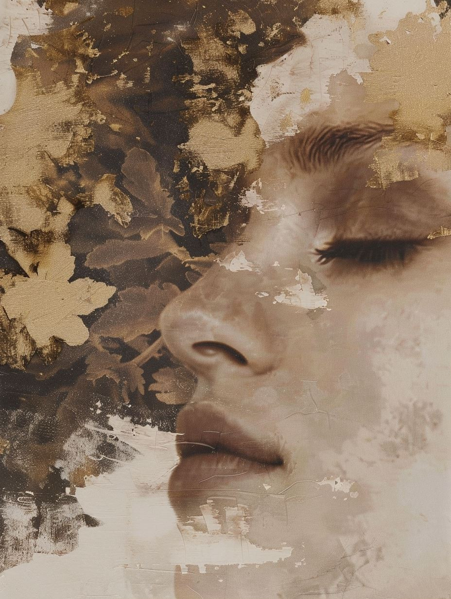 Ethereal Gilded Fragmented Portrait