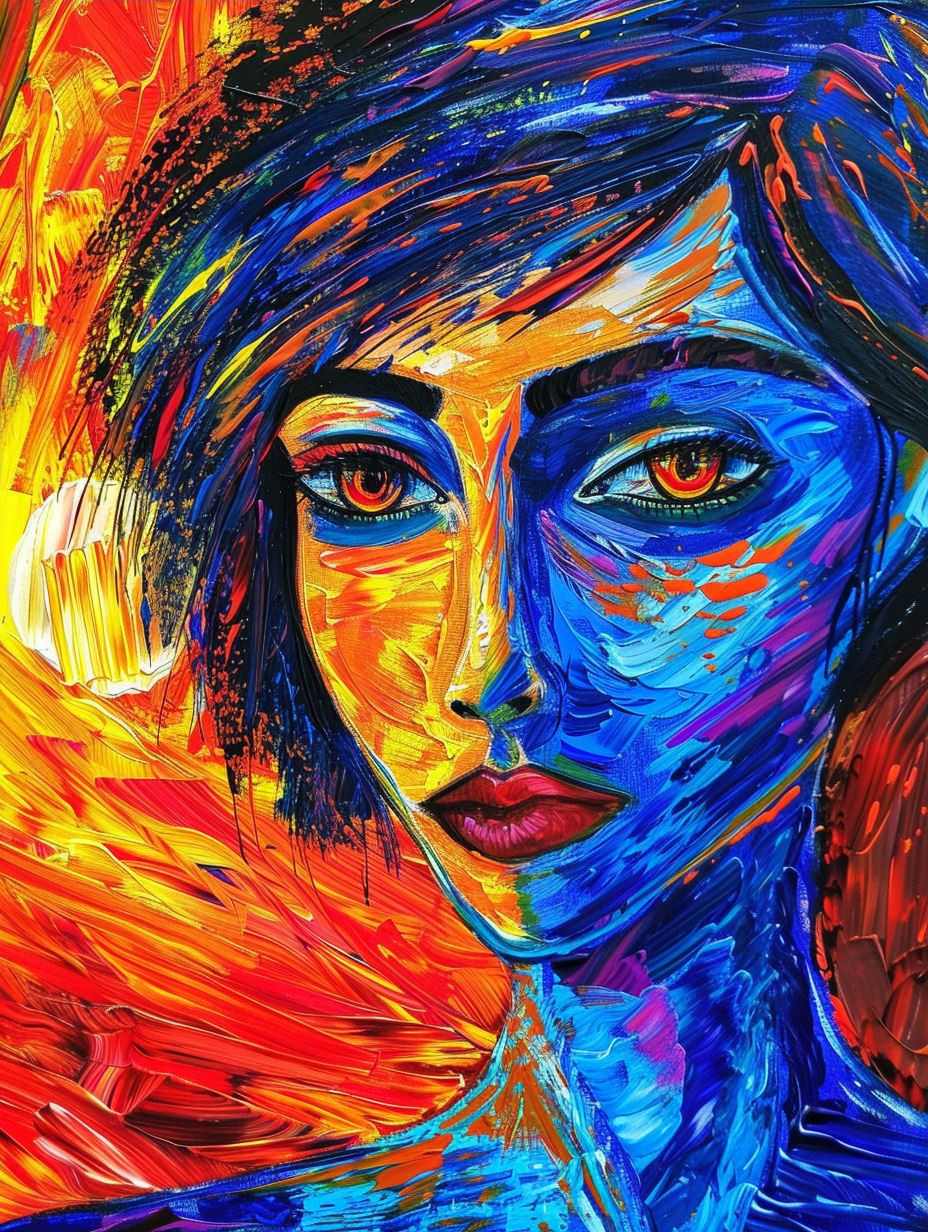 Vibrant Impasto Emotional Portrait