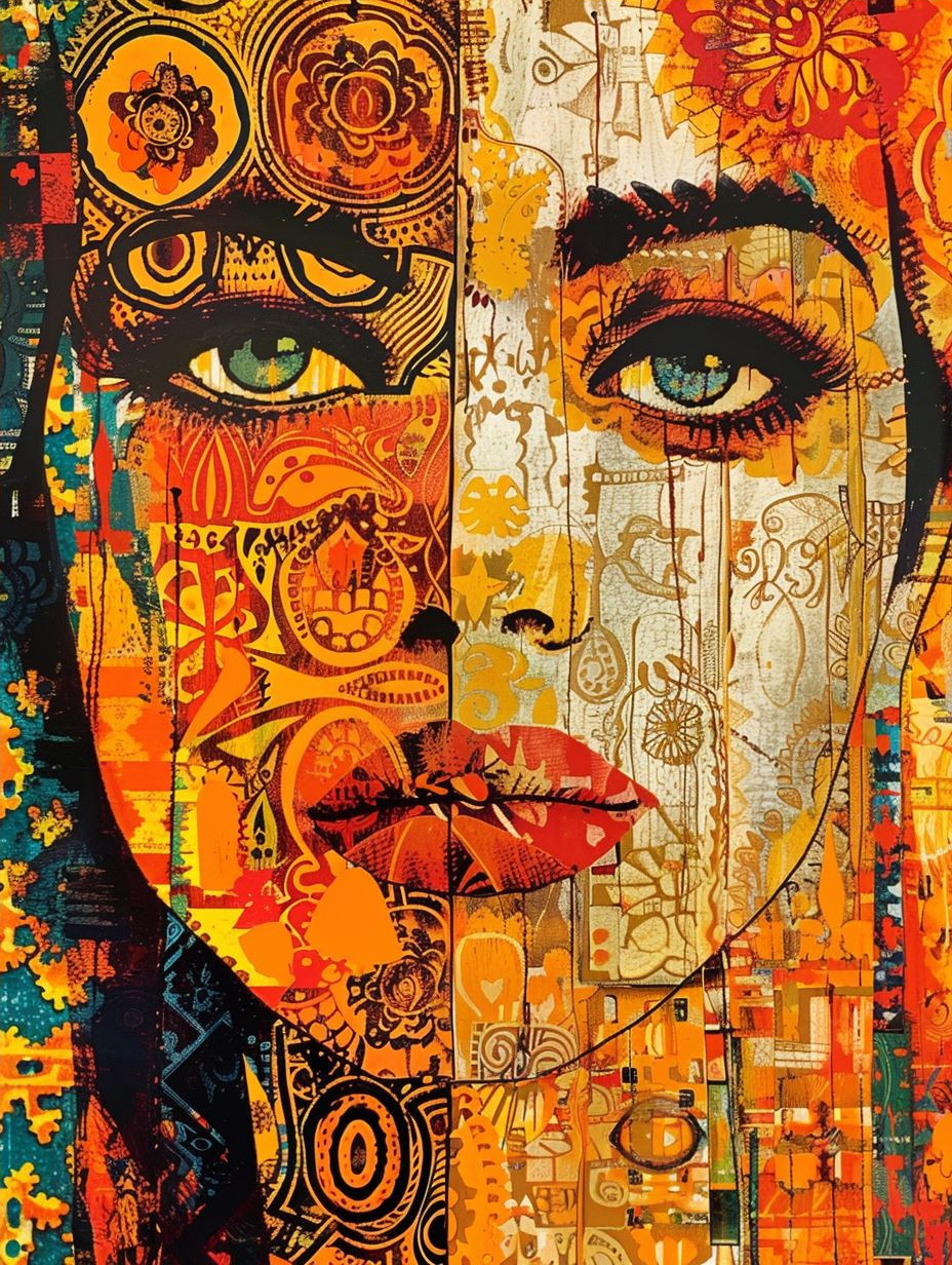 Vibrant Mosaic Portrait of Soul