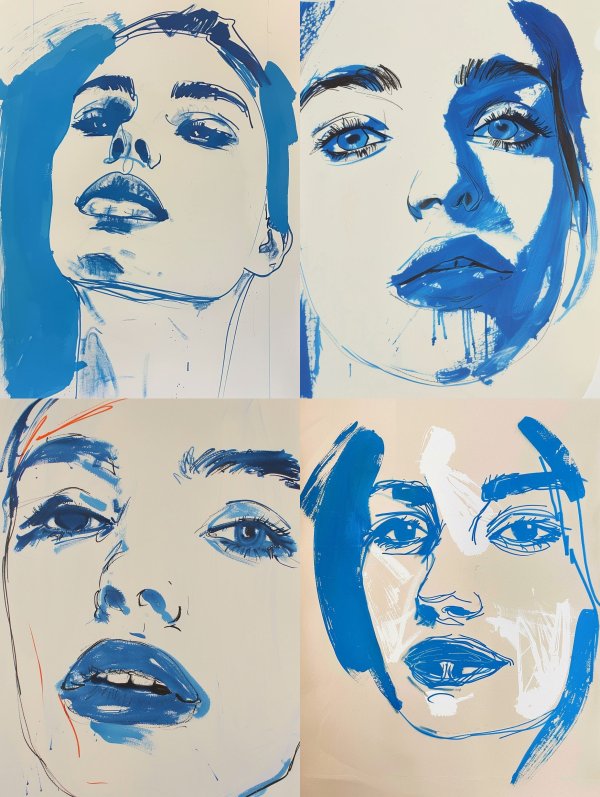 Azure Ink Portrait Study