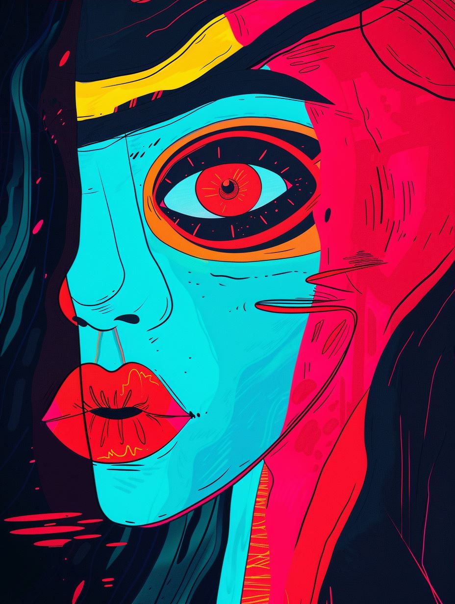 Neon Cyberpunk Pop Art Portrait