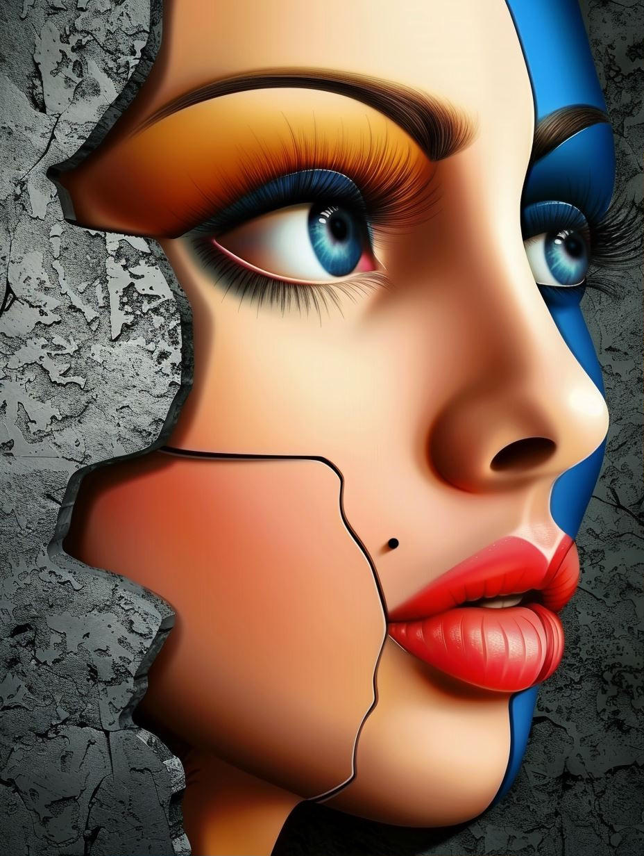 Fragmented Beauty in Surreal Contrast