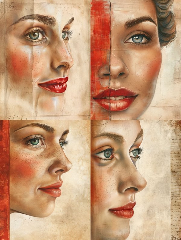 Vintage Parchment Portrait Study