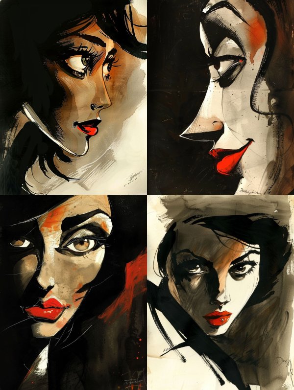 Noir Elegance in Ink Wash