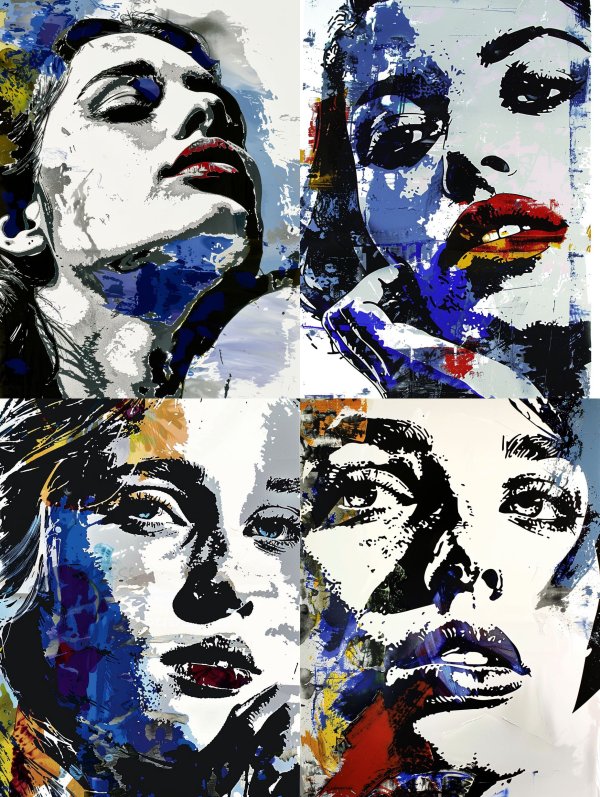 Abstract Cobalt Expressionist Portrait