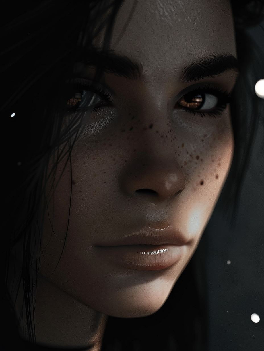 Crimson Gaze in Monochrome Shadow