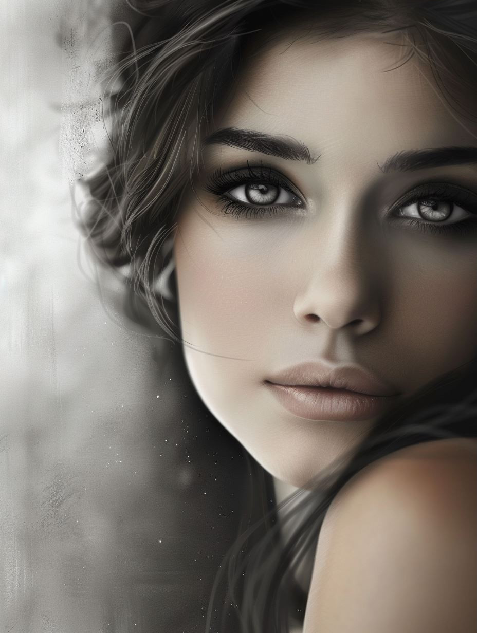 Ethereal Monochrome Gaze Portrait