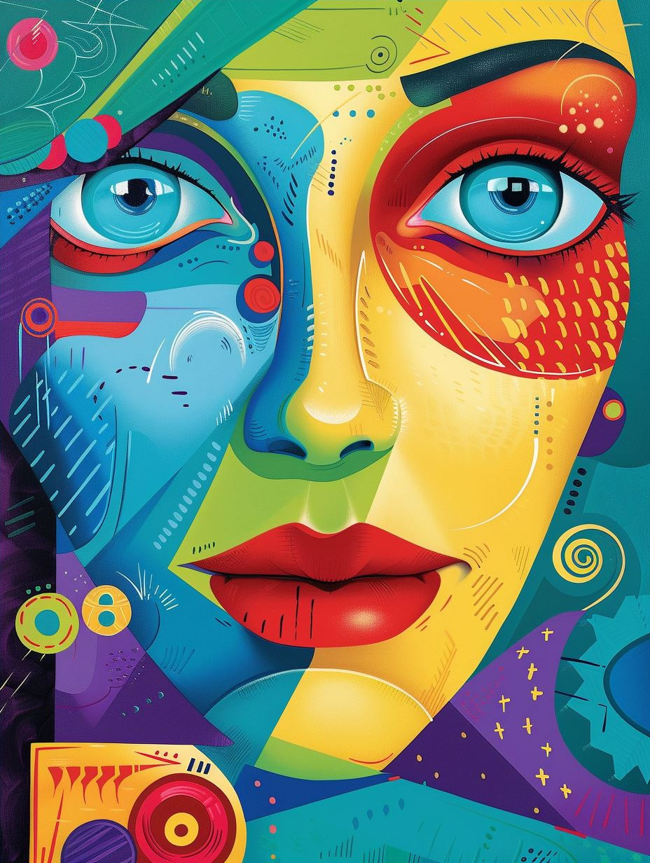 Vibrant Neon Surrealist Portrait