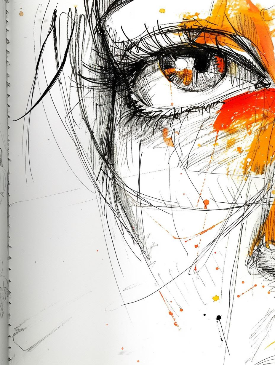 Abstract Ink and Amber Gaze