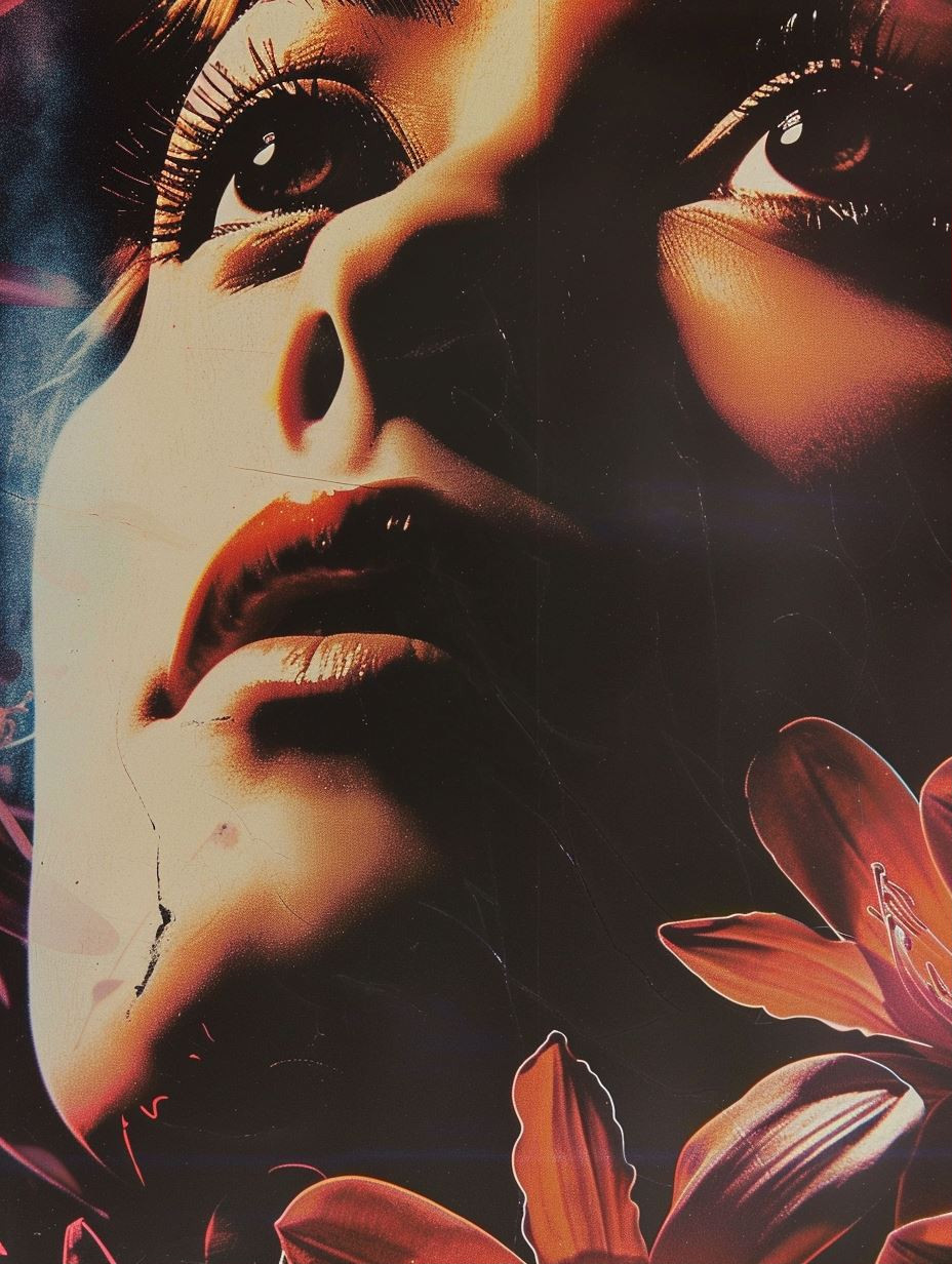 Noir Cinematic Floral Gaze