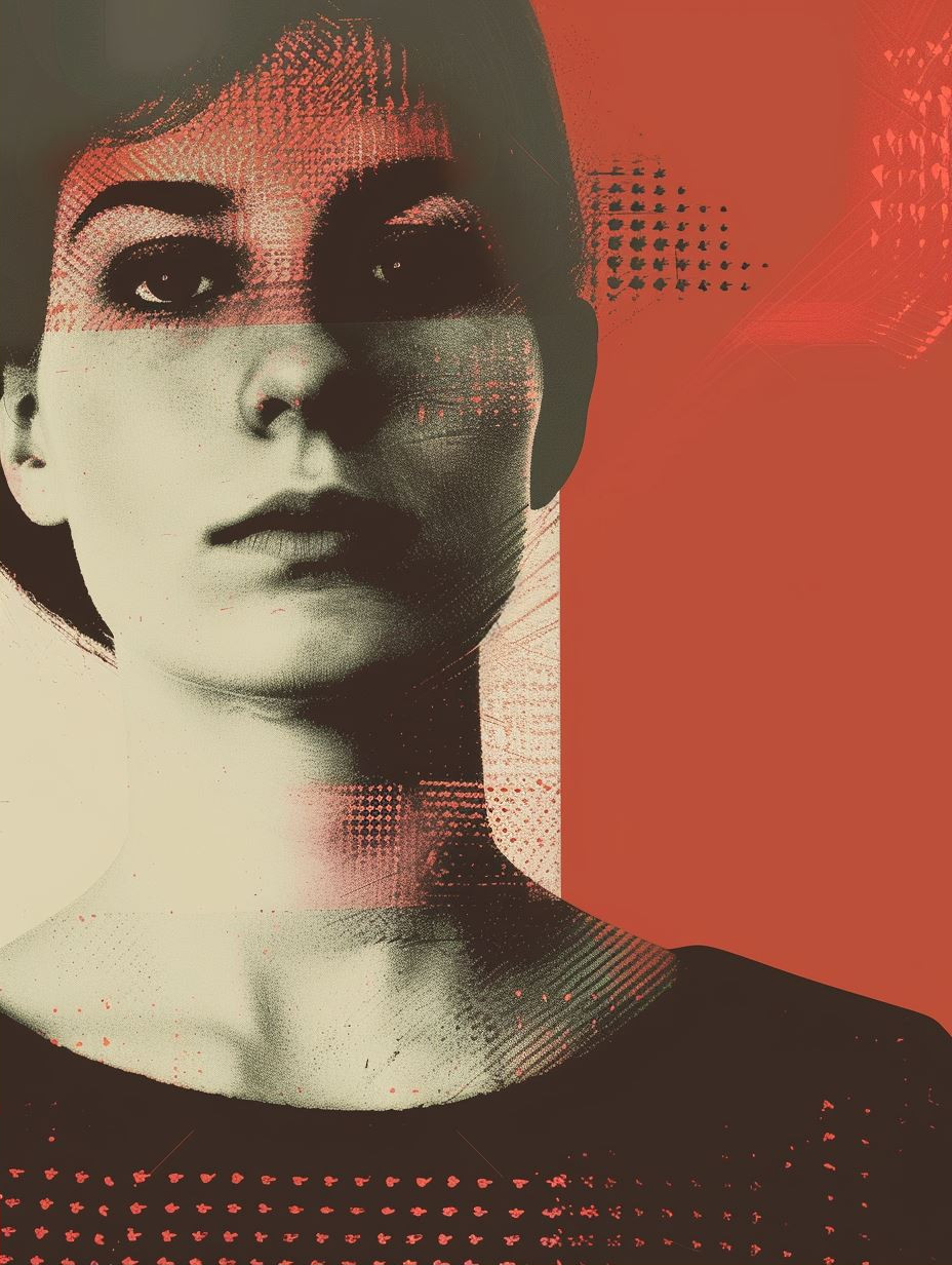 Fragmented Crimson Digital Portrait