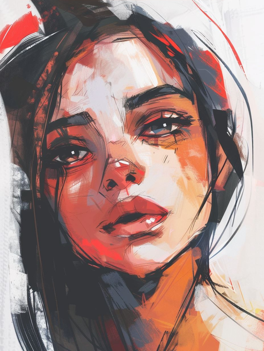 Abstract Crimson Gaze Portrait