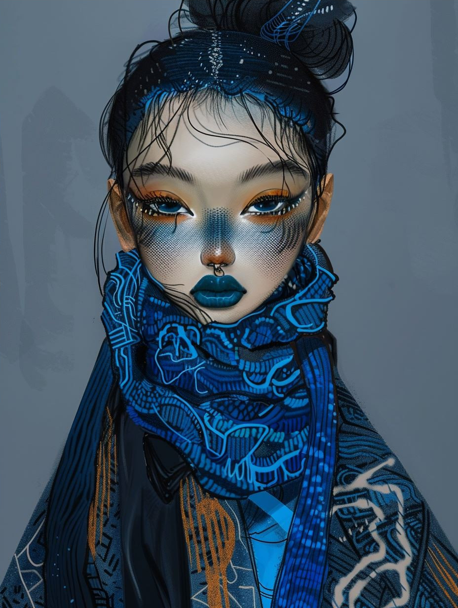 Azure Ethereal Porcelain Portrait