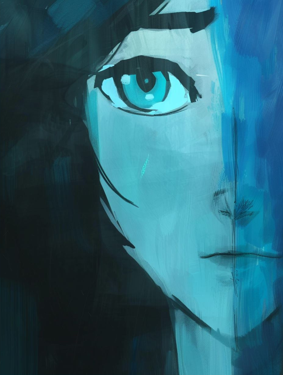 Azure Gaze Mixed Media Portrait