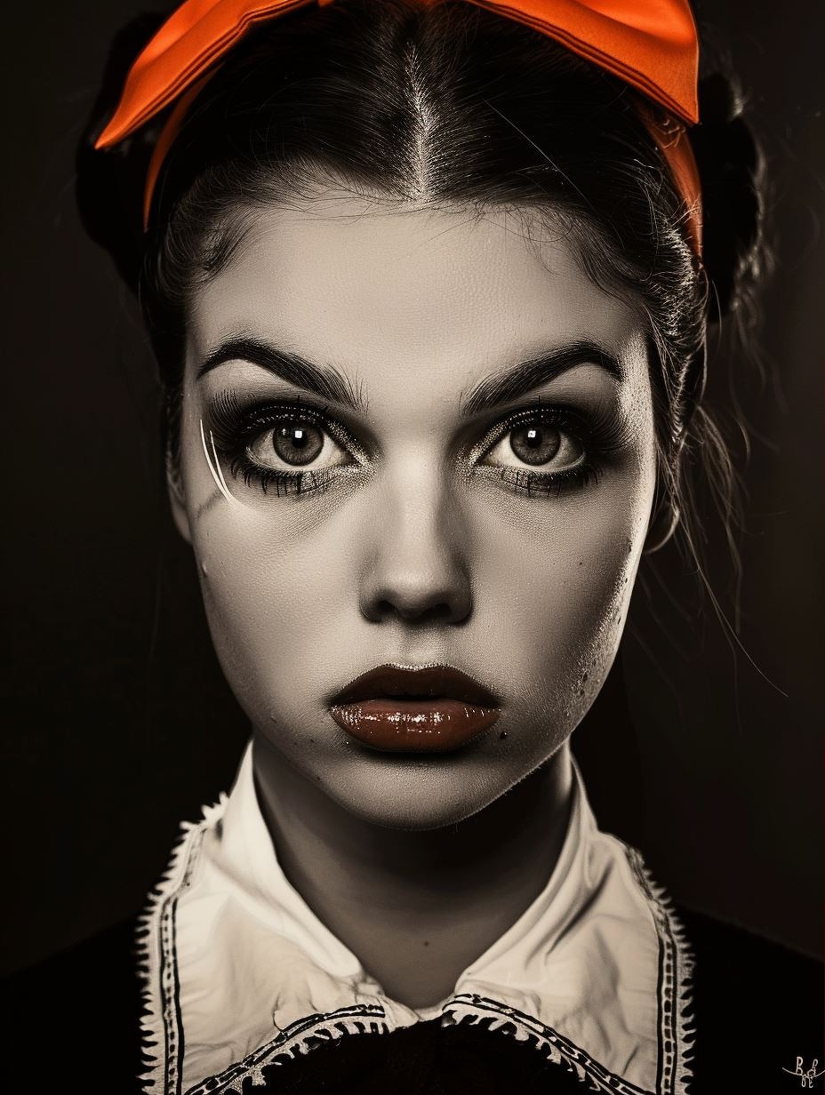 Crimson Accents in Monochrome Portrait