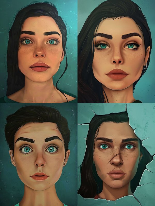 Azure Gaze Digital Portrait