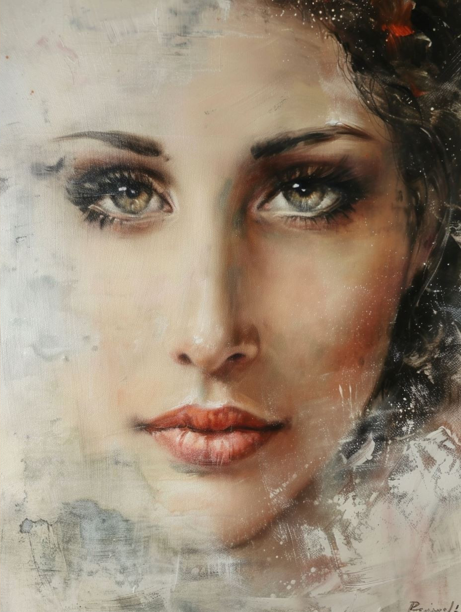 Ethereal Gaze in Textured Oil