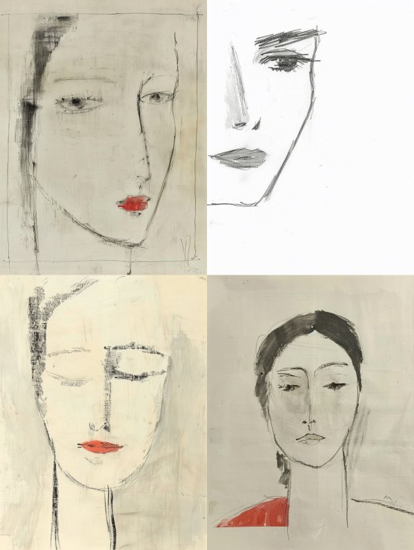 Minimalist Charcoal Portrait Sketches
