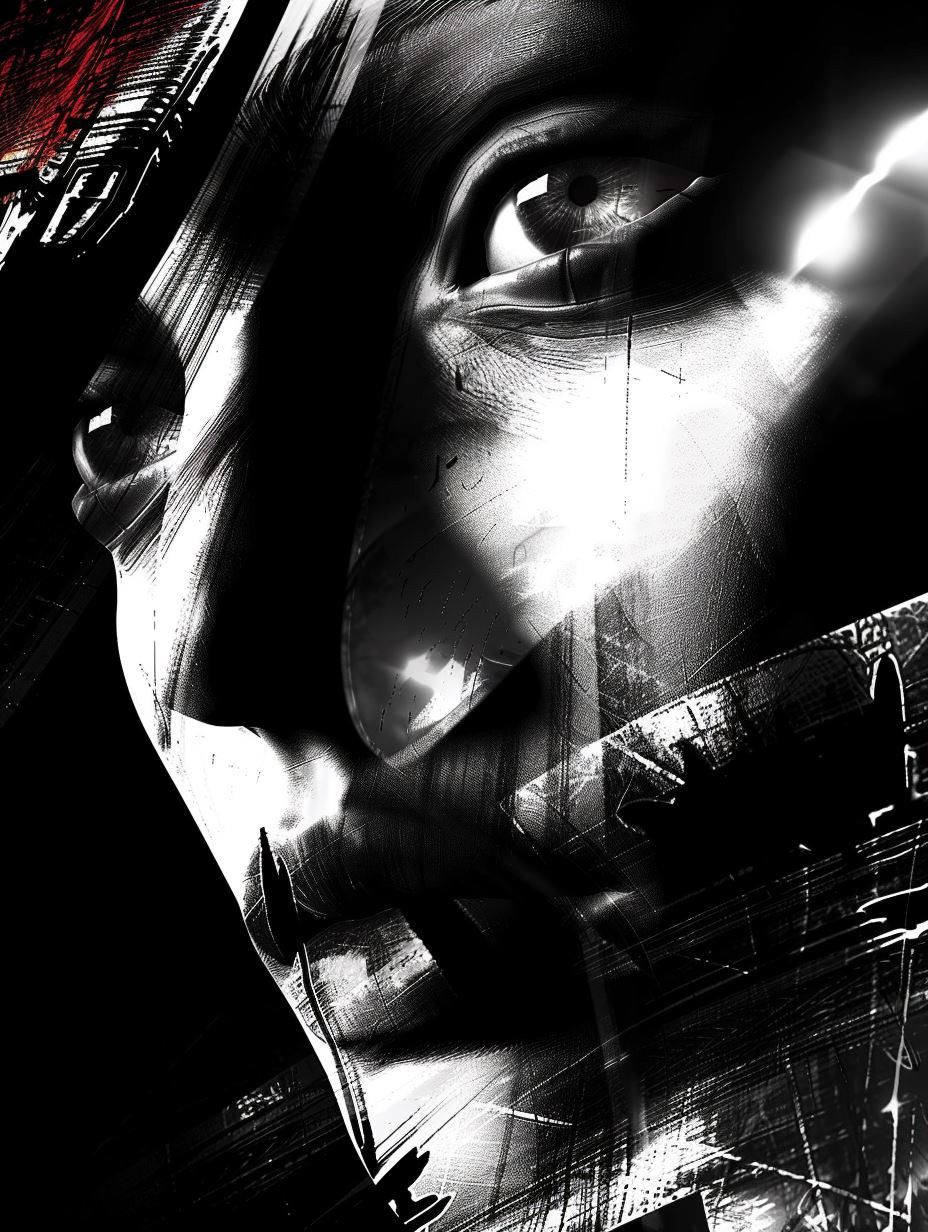 Noir Fragmented Digital Portrait